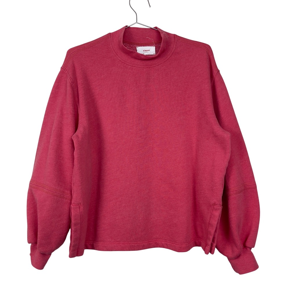 Xirena Gwen Sweatshirt Mock Neck Balloon Sleeve‎ Small Red Moon Fleece Pullover